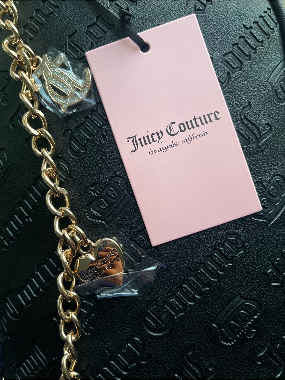 Juicy Couture Shoulder Bag with Gold Charm Chain - Picture 11 of 11